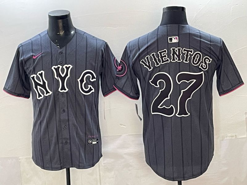Men New York Mets #27 Vientos Black City Edition Game 2026 Nike MLB Jersey style 03